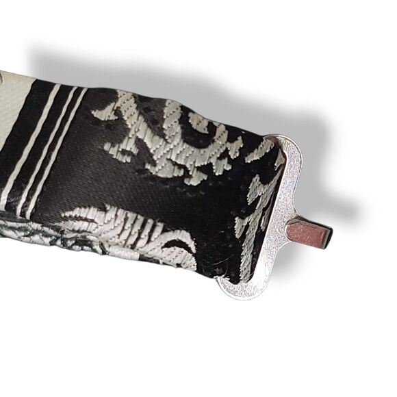 Stacy Adams Bow Tie Black Silver Paisley Pre-Tied Polyester Wedding Formal Glam - Picture 5 of 6